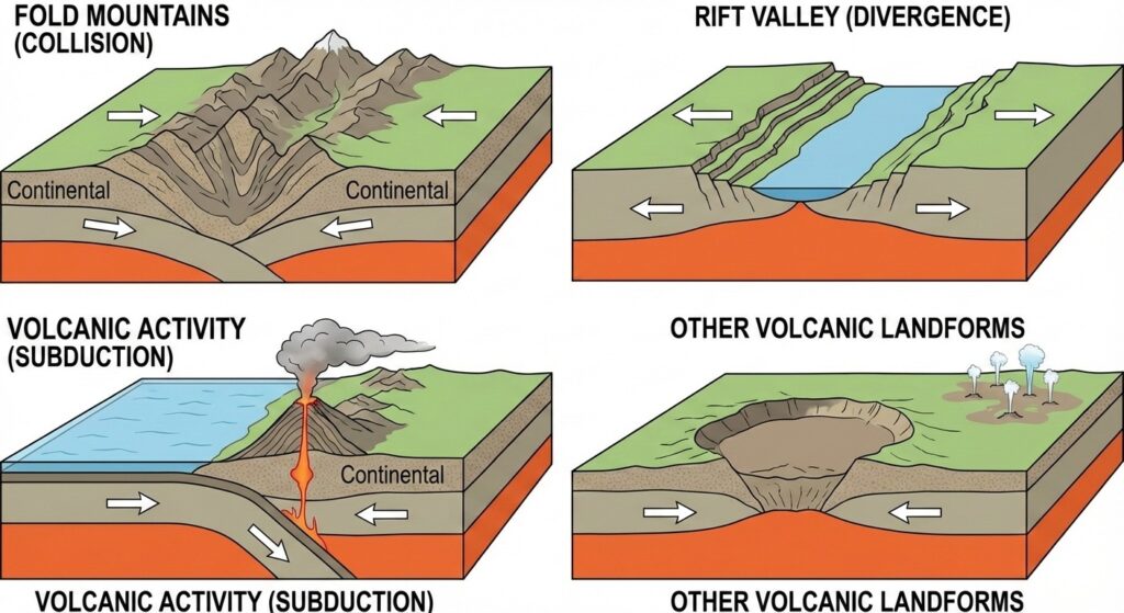 Landforms formed by Volcanic Activity
