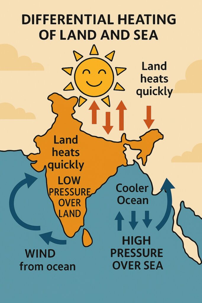 Differential Heating of Land and Sea