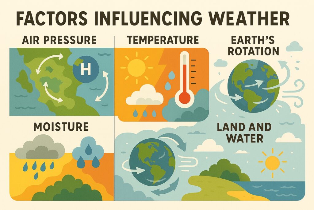 Factors affecting weather of a region