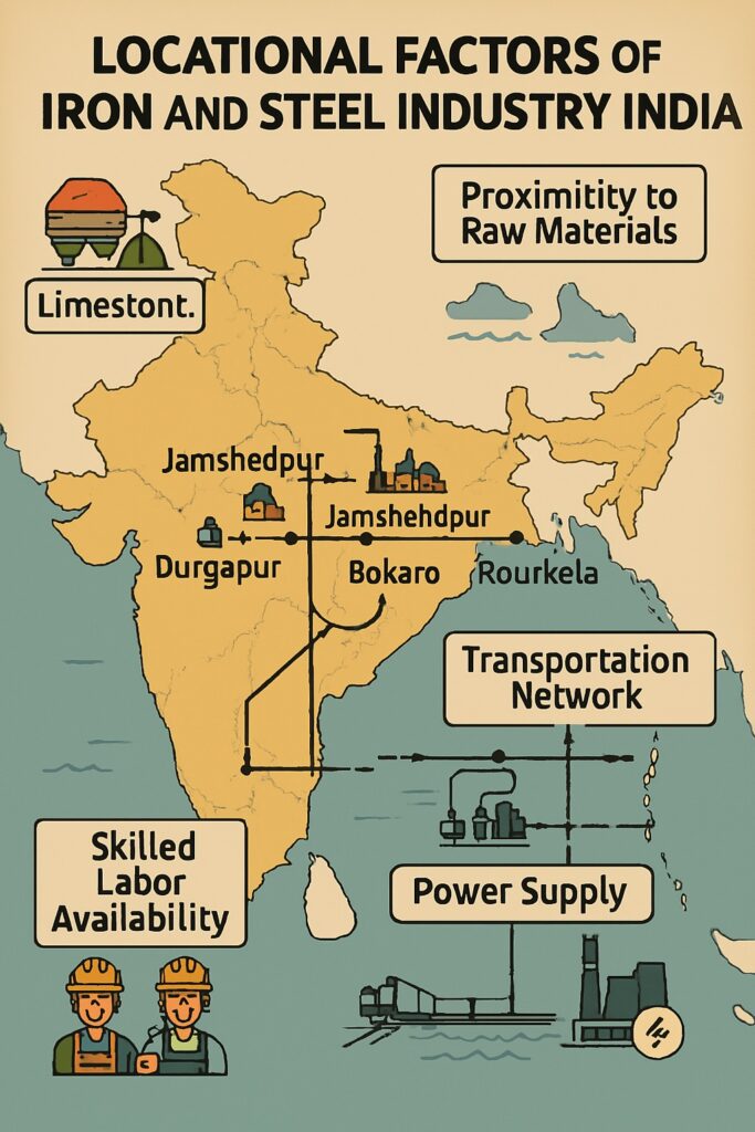 Locational Factors of Iron and Steel Industry in India