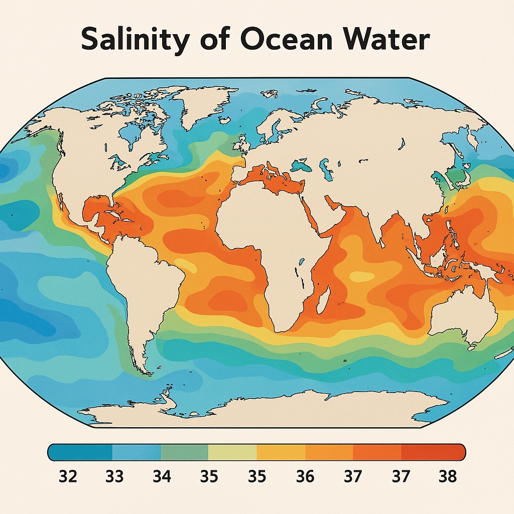 Salinity Variation with latitude in Ocean Water
