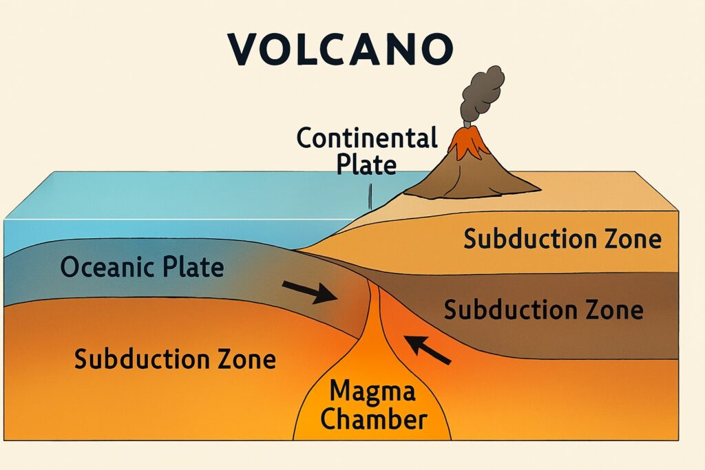 Volcano at the Subduction zone