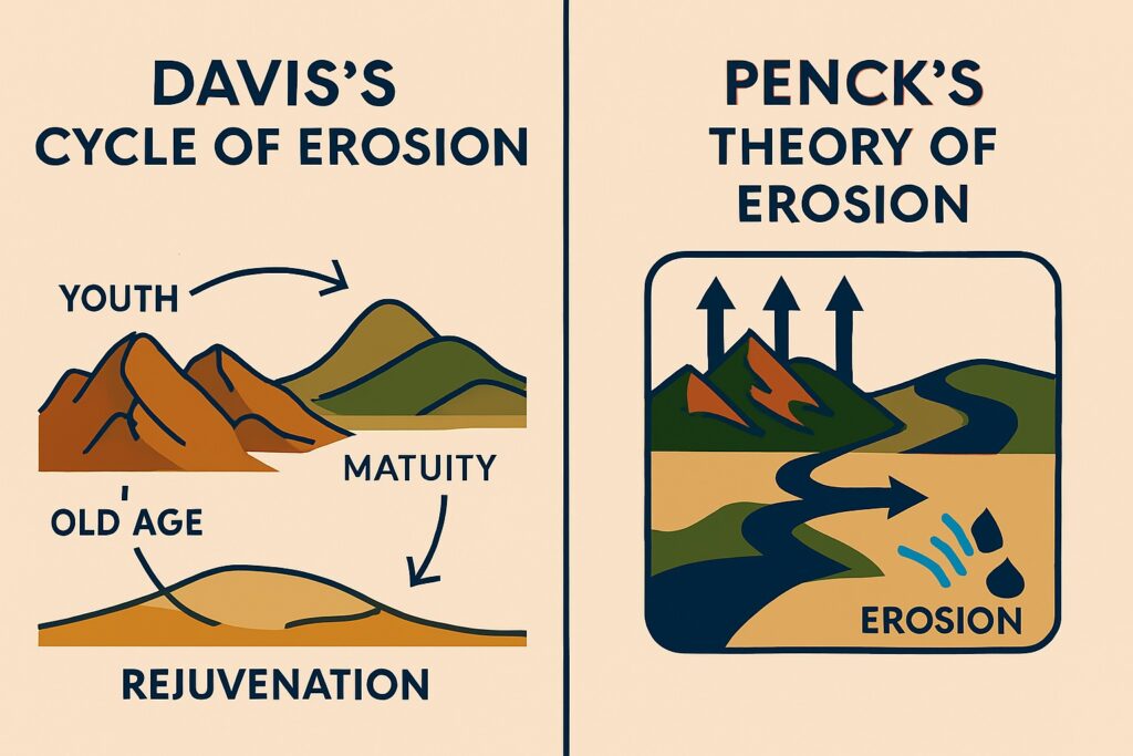 Davis and Penck Cycle of Erosion