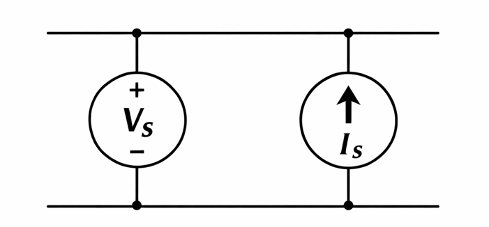 Ideal Current Source Connected in Parallel with an Ideal Voltage Source