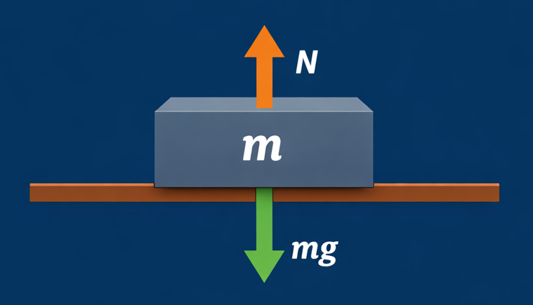 A body of mass m is placed on a table. The earth is pulling the body with a force