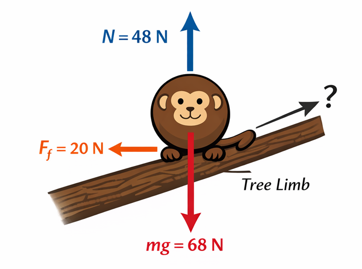 A monkey is sitting on a tree limb