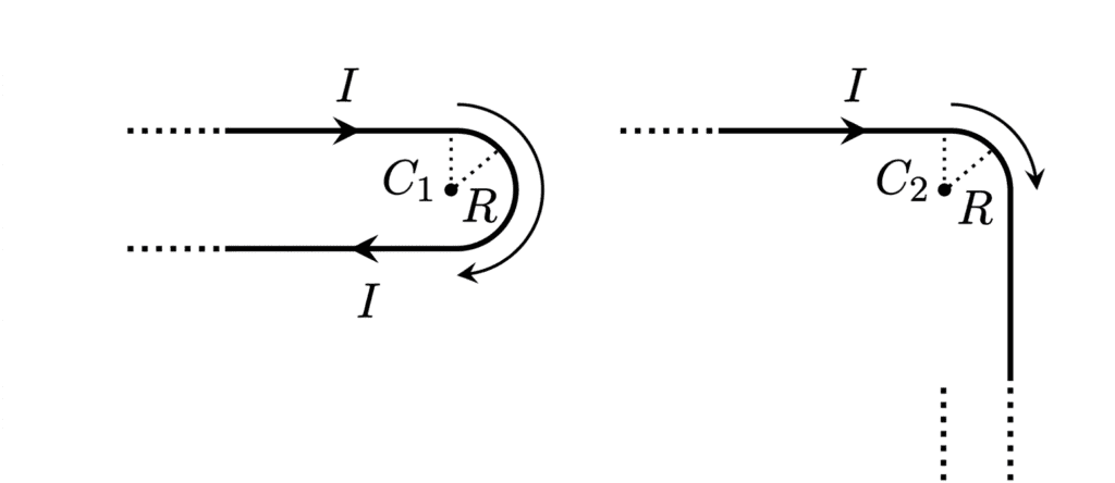find ratio of magnetic field at centre of the semi-circular part